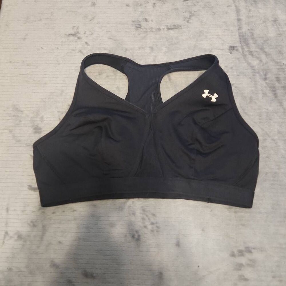 Under Armour Women's Black Racerback Heat Gear Sports Bra Size L